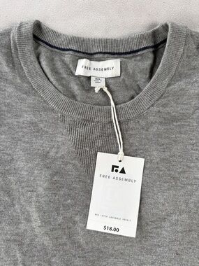 FA Free Assembly Men's Light Grey  Crewneck Sweater